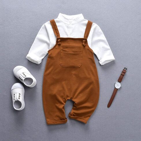 Unutiylo Baby Boys Clothes for Gentleman Outfits,Toddler Overalls Baby Suspender Pants and Bodysuit Romper in Saudi Arabia