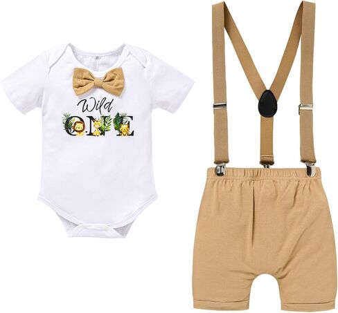 GRNSHTS Baby Boy Funny First Birthday Clothes Infant Boy Bow Tie Romper Bodysuit Cake Smash Outfits in Saudi Arabia
