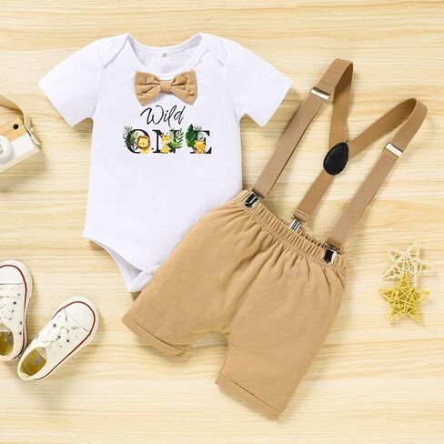 GRNSHTS Baby Boy Funny First Birthday Clothes Infant Boy Bow Tie Romper Bodysuit Cake Smash Outfits in Saudi Arabia
