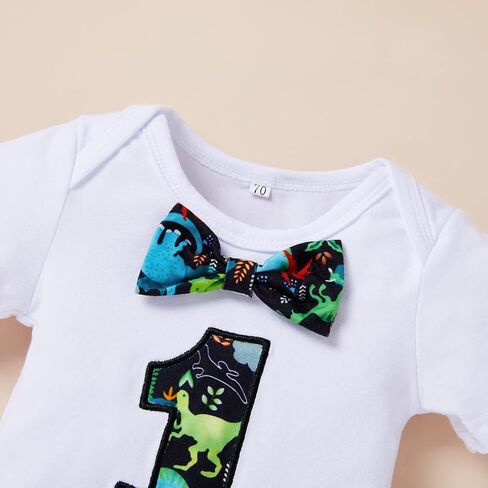 GRNSHTS Baby Boy Funny First Birthday Clothes Infant Boy Bow Tie Romper Bodysuit Cake Smash Outfits in Saudi Arabia