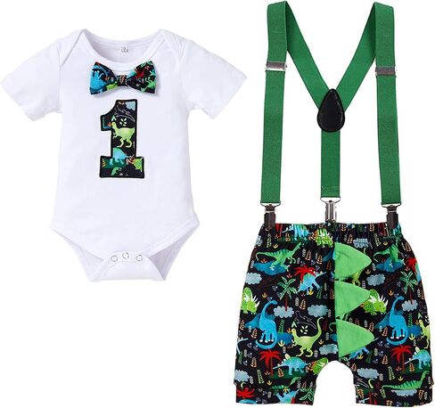 GRNSHTS Baby Boy Funny First Birthday Clothes Infant Boy Bow Tie Romper Bodysuit Cake Smash Outfits in Saudi Arabia