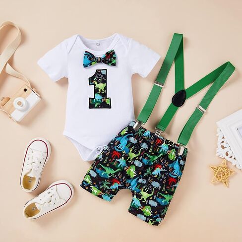 GRNSHTS Baby Boy Funny First Birthday Clothes Infant Boy Bow Tie Romper Bodysuit Cake Smash Outfits in Saudi Arabia