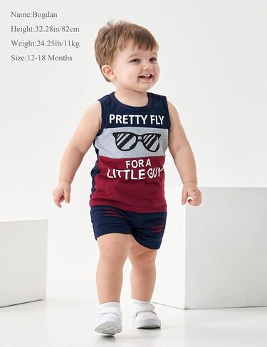 Crazyme Toddler Baby Boy Clothes Outfits Sleeveless Tops Striped Shorts Summer Baby Boys Clothes Set in Kuwait
