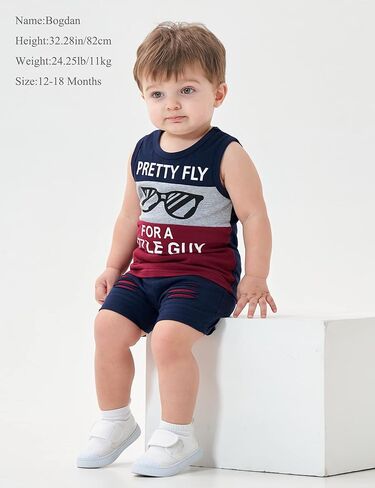 Crazyme Toddler Baby Boy Clothes Outfits Sleeveless Tops Striped Shorts Summer Baby Boys Clothes Set in Kuwait