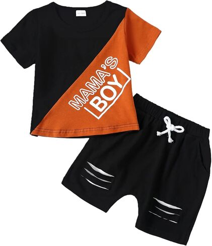 Kucnuzki Toddler Baby Boy Clothes Outfits Short Summer Sleeve Letters Printed Shirt Shorts Sets 2PC Little Boy Clothing in Saudi Arabia