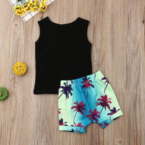 Toddler Boy Clothes Baby Summer Outfit Dinosaur Letter Print Cotton Tops+Grey Elastic Shorts 2pcs in Saudi Arabia