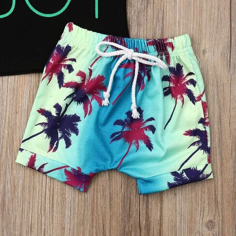 Toddler Boy Clothes Baby Summer Outfit Dinosaur Letter Print Cotton Tops+Grey Elastic Shorts 2pcs in Saudi Arabia