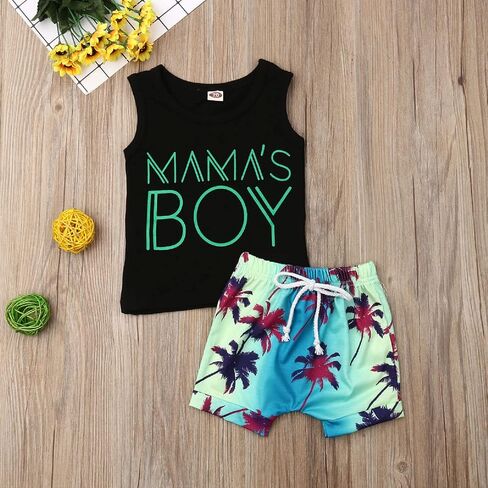 Toddler Boy Clothes Baby Summer Outfit Dinosaur Letter Print Cotton Tops+Grey Elastic Shorts 2pcs in Saudi Arabia