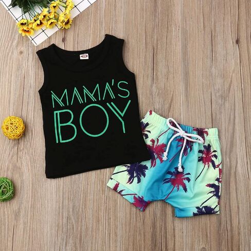 Toddler Boy Clothes Baby Summer Outfit Dinosaur Letter Print Cotton Tops+Grey Elastic Shorts 2pcs in Saudi Arabia