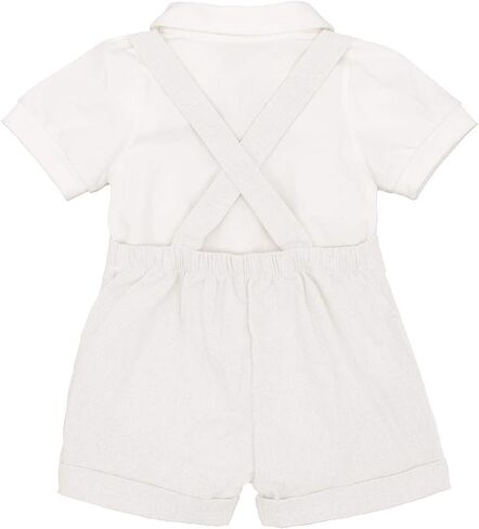 IDOPIP Baby Boys Formal Suit Set Short Sleeve Romper Suspenders Shorts Pants Bowtie Wedding Tuxedo Outfits Cake Smash Clothes in Saudi Arabia