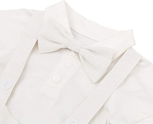 IDOPIP Baby Boys Formal Suit Set Short Sleeve Romper Suspenders Shorts Pants Bowtie Wedding Tuxedo Outfits Cake Smash Clothes in Saudi Arabia