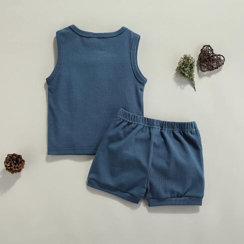 Summer Toddler Baby Boy Clothes Set Sleeveless Outfits Tops Shorts 2PCS in Saudi Arabia