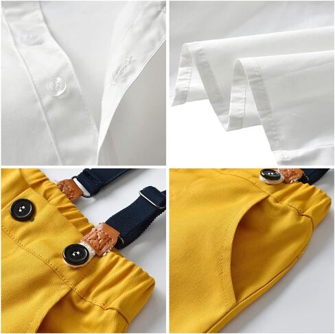 Baby Boy Suspender Clothes Set with Bow Tie Toddler Wedding 4PCS Outfits Infant Short Sleeve Gentlemen Suits in Kuwait