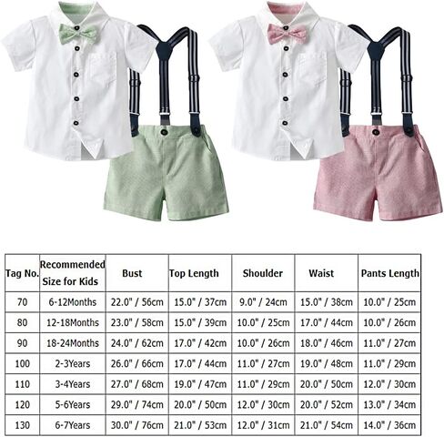 Baby Boy Suspender Clothes Set with Bow Tie Toddler Wedding 4PCS Outfits Infant Short Sleeve Gentlemen Suits in Saudi Arabia