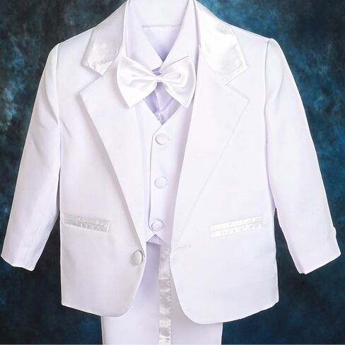 Dressy Daisy Boys 5 Pcs Formal Tuxedo Suits, Baby Toddler Size 3M to 8Y | No Tail, Wedding Christening Outfits, Infant Baptism Set in Saudi Arabia