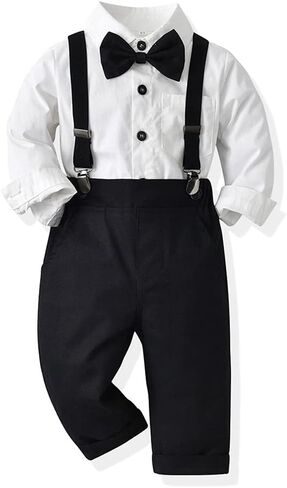 Baby Boys Christmas Outfit Bowtie Shirt Romper Suspenders Shorts Pants Wedding Birthday Party Tuxedo Gentleman Suit in Saudi Arabia