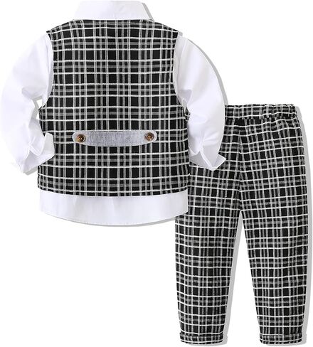 Tiepant Boy Clothes Toddler Outfits, Long Sleeve Shirts + Vest + Pants Party Suit in Saudi Arabia