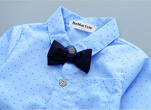 Baby Toddler Boy Formal Gentleman Suits,Dress Short Shirt With Bowtie+Suspender Pants Dressy Outfit in Saudi Arabia