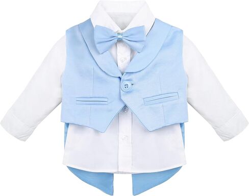 Lilax Baby Boy Gentleman Tuxedo Outfit Infant 4 Piece Set 3-6 Months Blue in Kuwait