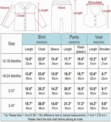 A&J DESIGN Baby Toddler Boys Gentleman Suit Set, 3pcs Outfits Shirts & Vest & Pants in Saudi Arabia