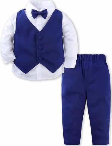 A&J DESIGN Baby Toddler Boys Gentleman Suit Set, 3pcs Outfits Shirts & Vest & Pants in Saudi Arabia