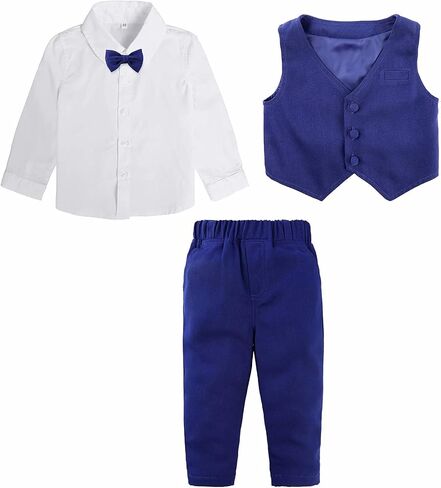 A&J DESIGN Baby Toddler Boys Gentleman Suit Set, 3pcs Outfits Shirts & Vest & Pants in Saudi Arabia