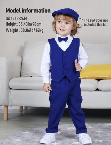 A&J DESIGN Baby Toddler Boys Gentleman Suit Set, 3pcs Outfits Shirts & Vest & Pants in Saudi Arabia