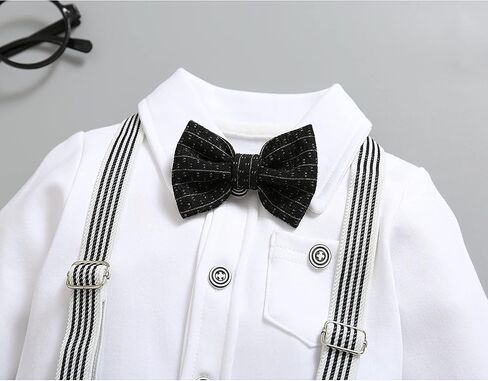 HMD Baby Boy Long Sleeve Gentleman White Shirt Waistcoat Bowtie Tuxedo Onesie Jumpsuit Overall Romper in Saudi Arabia