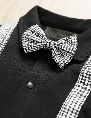 HMD Baby Boy Long Sleeve Gentleman White Shirt Waistcoat Bowtie Tuxedo Onesie Jumpsuit Overall Romper in Saudi Arabia