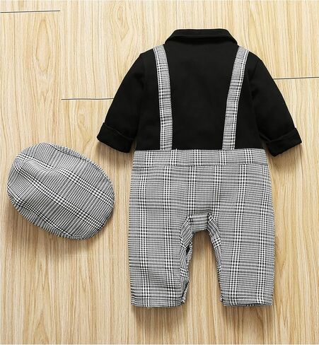 HMD Baby Boy Long Sleeve Gentleman White Shirt Waistcoat Bowtie Tuxedo Onesie Jumpsuit Overall Romper in Saudi Arabia