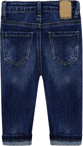 KIDSCOOL SPACE Baby Girl Boy Jeans,Little Kid Elastic Band Inside Ripped Denim Jeans Pants in Saudi Arabia