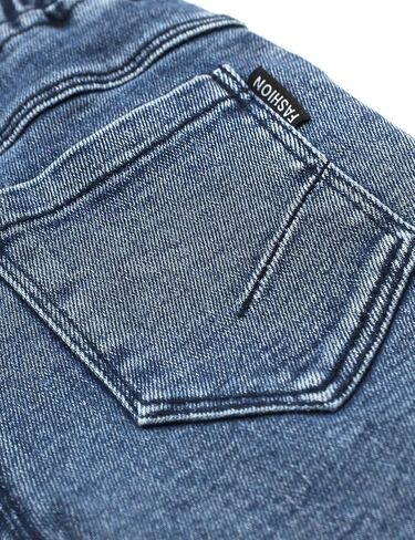 KIDSCOOL SPACE Baby & Little Girls Ruffled Elastic Waist Colorful Button Decor Vertical Pocket Jeans in Saudi Arabia