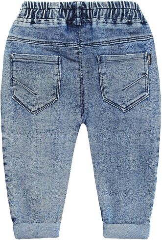 KIDSCOOL SPACE Baby & Little Girls Ruffled Elastic Waist Colorful Button Decor Vertical Pocket Jeans in Saudi Arabia