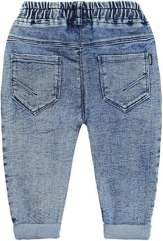 KIDSCOOL SPACE Baby & Little Girls Ruffled Elastic Waist Colorful Button Decor Vertical Pocket Jeans in Saudi Arabia