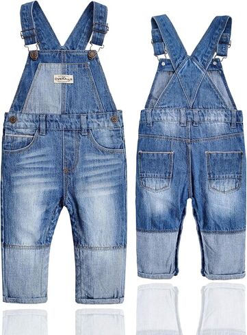 KIDSCOOL SPACE Baby Toddler 2 Buttons Adjustable Straps Fashion Jean Overall in Saudi Arabia