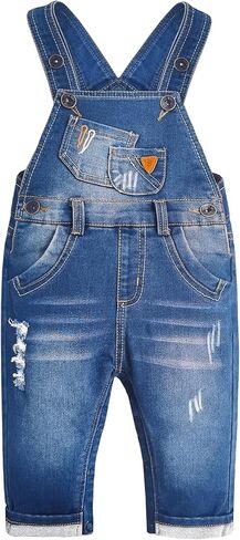 KIDSCOOL SPACE Baby Toddler 2 Buttons Adjustable Straps Fashion Jean Overall in Saudi Arabia
