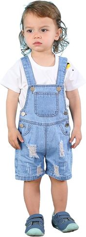 KIDSCOOL SPACE Baby Girl Boy Jean Overalls,Toddler Summer Denim Shortall in Saudi Arabia