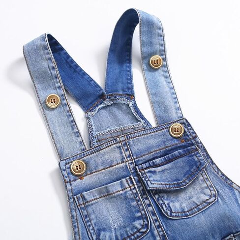 KIDSCOOL Toddler Denim Shorts Overalls Unisex Infant Baby Jean Shortalls | Toddler boys girls denim shortalls, unisex infant baby jean shorts overalls, summer washed bib dungarees, size 6m to 5t in Saudi Arabia