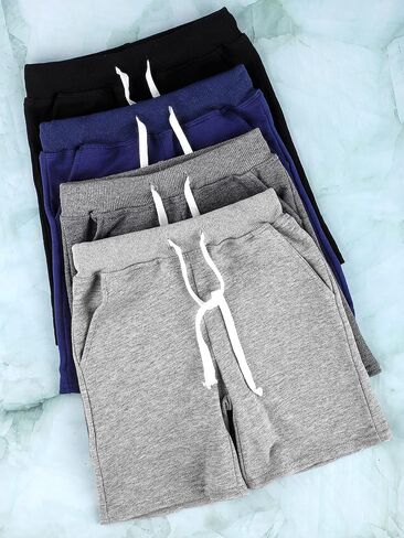 Resinta 4 Pack Toddler Boy Shorts Boys Cotton Shorts Soft Casual Elastic Waist with Pockets Drawstring Kids Summer Clothes in Saudi Arabia