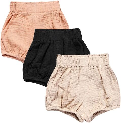 MYGBCPJS Baby Girls Boys 3 Pack Cotton Linen Blend Cute Bloomer Shorts Loose Harem Shorts in Kuwait