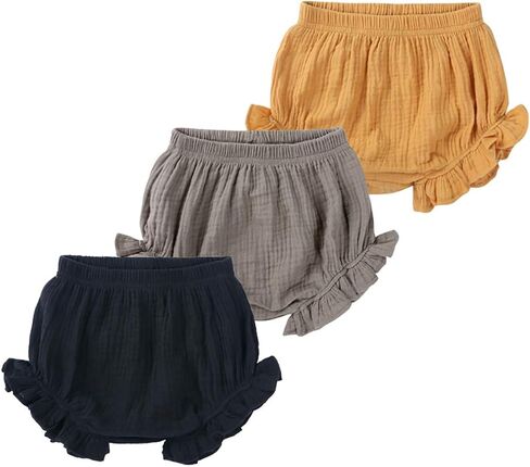MYGBCPJS Baby Girls Boys 3 Pack Cotton Linen Blend Cute Bloomer Shorts Loose Harem Shorts in Kuwait