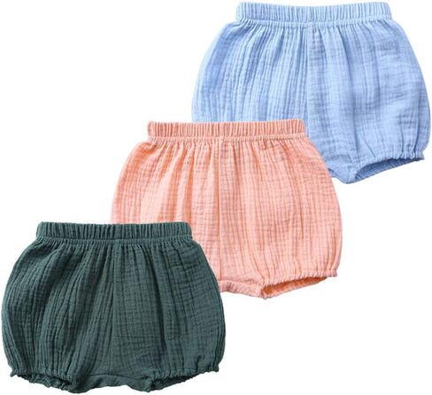 MYGBCPJS Baby Girls Boys 3 Pack Cotton Linen Blend Cute Bloomer Shorts Loose Harem Shorts in Kuwait