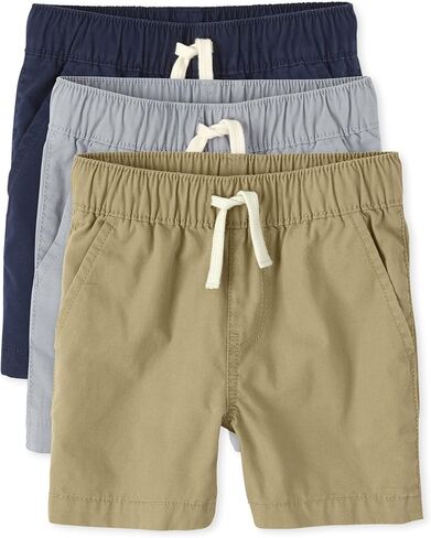 The Children's Place Baby Boys And Toddler Boys Pull on Jogger Shorts,Fin Gray/Flax/Tidal 3 Pack,5T in Kuwait