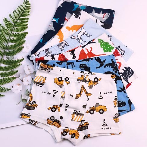Finihen Boys Boxer Briefs Baby Soft Cotton Toddler Dinosaur Underwear Children Truck Panties in Kuwait