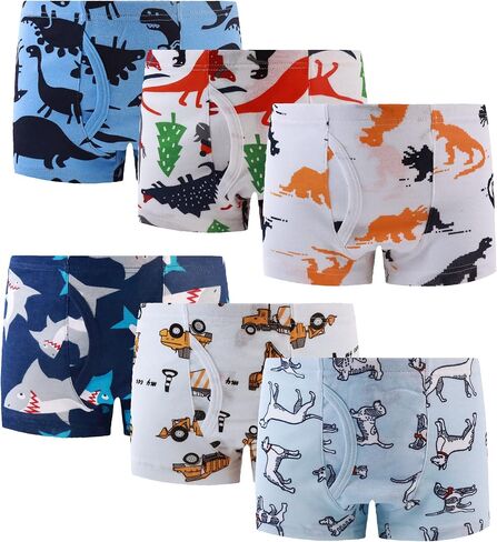 Finihen Boys Boxer Briefs Baby Soft Cotton Toddler Dinosaur Underwear Children Truck Panties in Kuwait