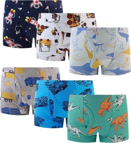 Finihen Boys Boxer Briefs Baby Soft Cotton Toddler Dinosaur Underwear Children Truck Panties in Kuwait