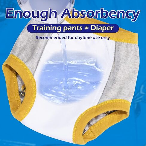 BIG ELEPHANT Toddler Potty Training Underwear, 100% Cotton for Boys & Girls | Multi-Layer Absorbent Liner for Small Accidents, Wetness Awareness, Easy Pull-On Fit, Washable for Daytime Potty Training in Saudi Arabia