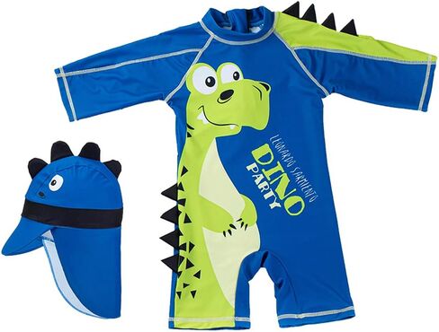Baby Boys Kids Swimsuit One Piece Toddlers Zipper Bathing Suit Swimwear with Hat in Saudi Arabia