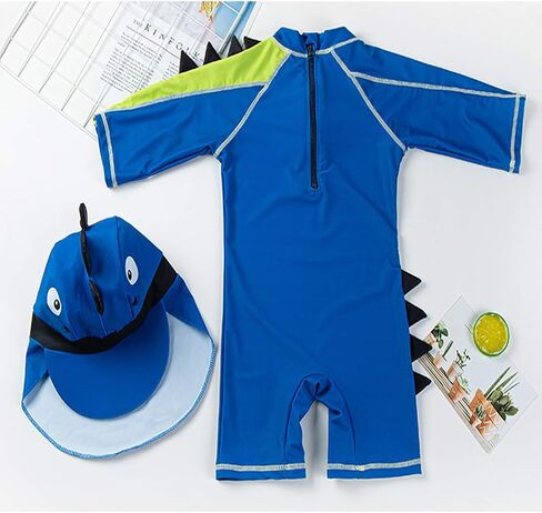 Baby Boys Kids Swimsuit One Piece Toddlers Zipper Bathing Suit Swimwear with Hat in Saudi Arabia