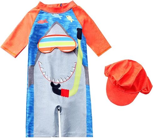 Baby Toddler Boys Swimsuit One Piece Zipper Bathing Suit Shark Sun Protection Rash Guard Swimwear Surfing Suit in Kuwait